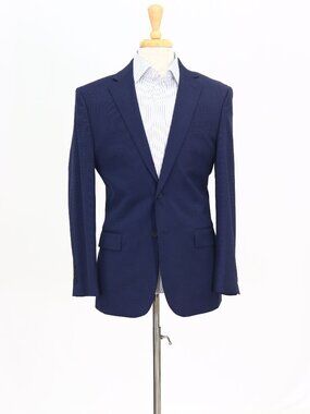 Jos. A. Bank 40R Blue Blazer Sport Coat Jacket 2-Button Check W751